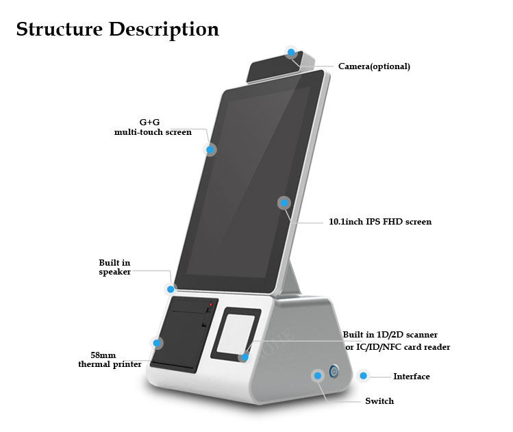 FHD touch screen kiosk terminal