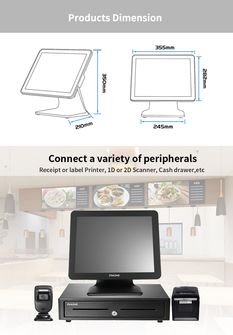 Dual monitor pos machine